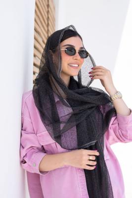 شال دانتل تگرگی حاشیه دانتل سوزنی